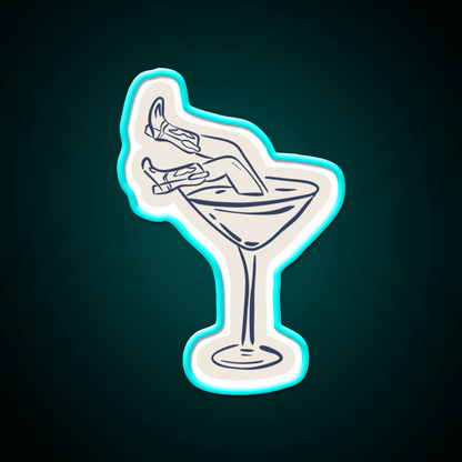 Cocktail Glass Costal Cowgirl Set Cocktail Bar Decor Led Neon Sign Rgb Color - Shineneon