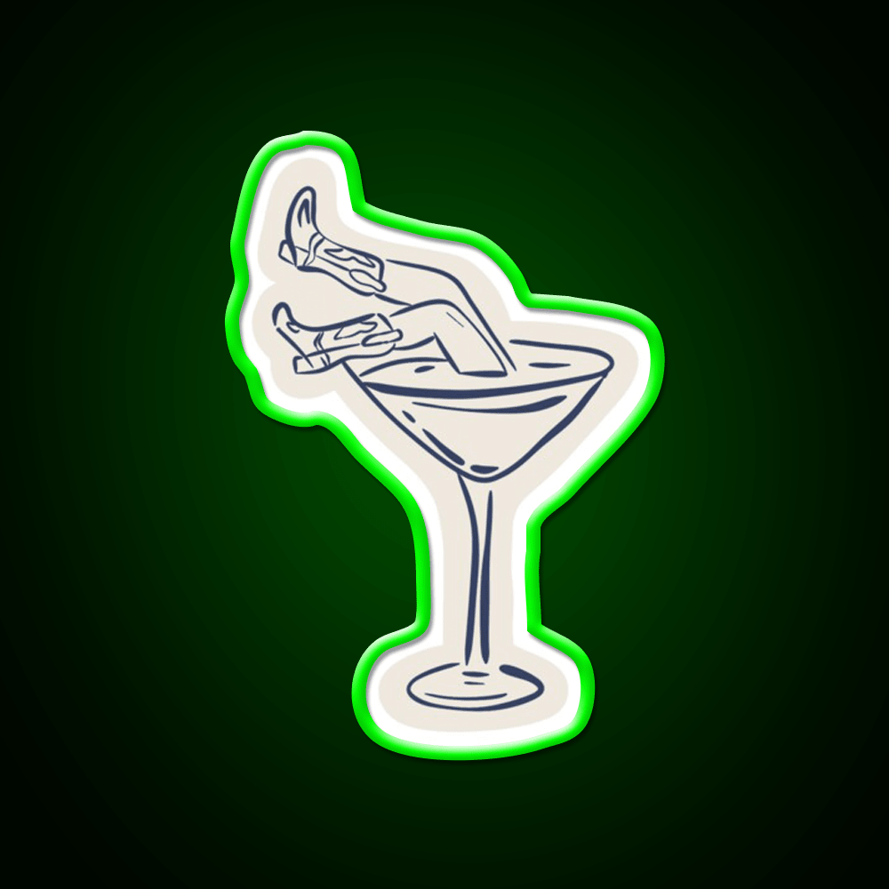 Cocktail Glass Costal Cowgirl Set Cocktail Bar Decor Led Neon Sign Rgb Color - Shineneon