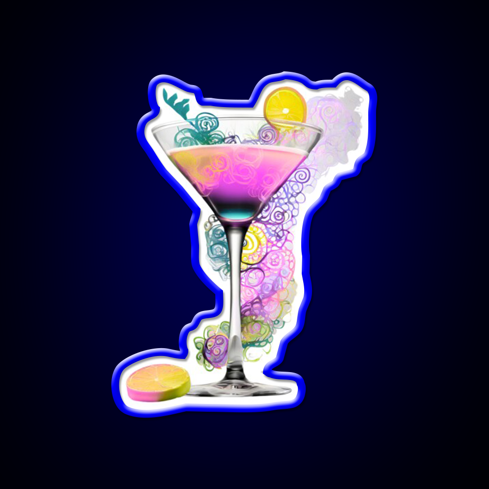 Cocktail Glass Swirl Vibrant Art Cocktail Bar Decor Led Neon Sign Rgb Color - LED neon sign view 5