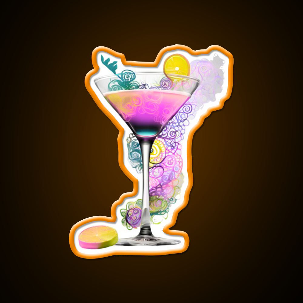 Cocktail Glass Swirl Vibrant Art Cocktail Bar Decor Led Neon Sign Rgb Color - LED neon sign view 6