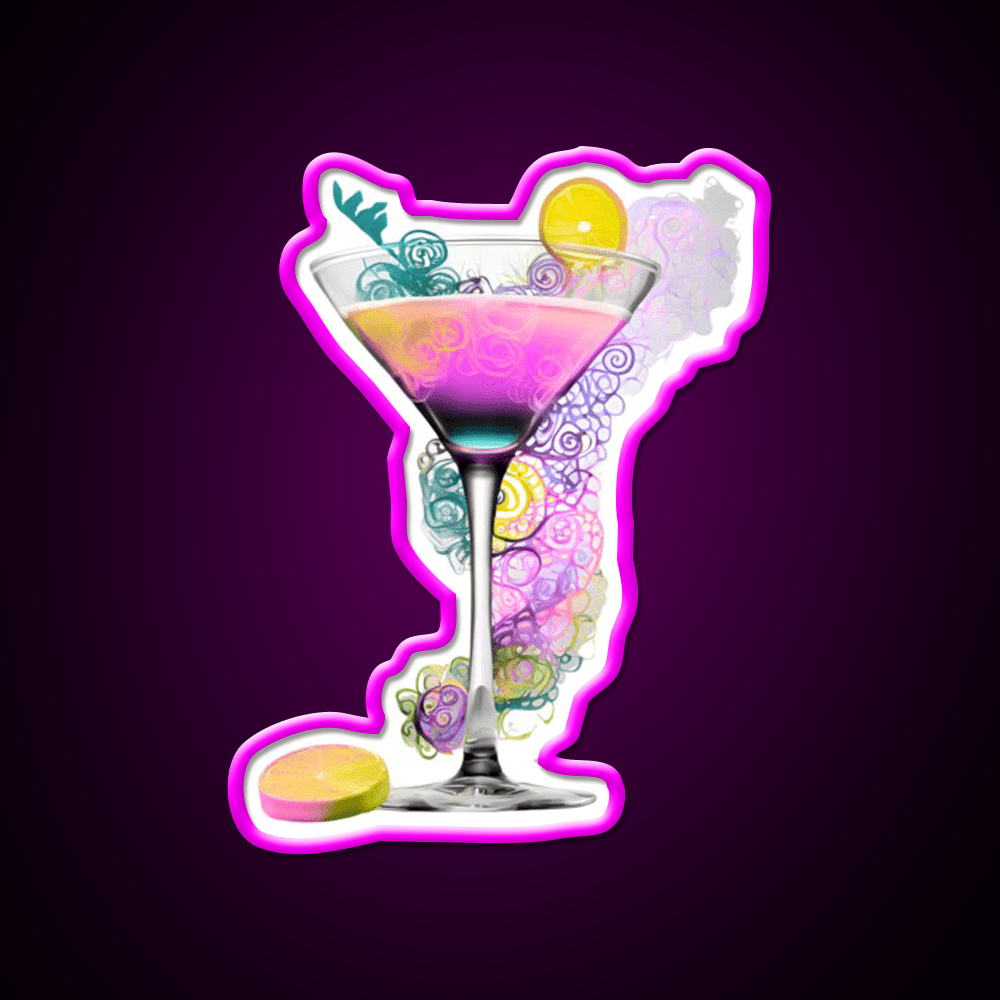 Cocktail Glass Swirl Vibrant Art Cocktail Bar Decor Led Neon Sign Rgb Color - Shineneon