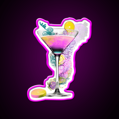 Cocktail Glass Swirl Vibrant Art Cocktail Bar Decor Led Neon Sign Rgb Color - Shineneon