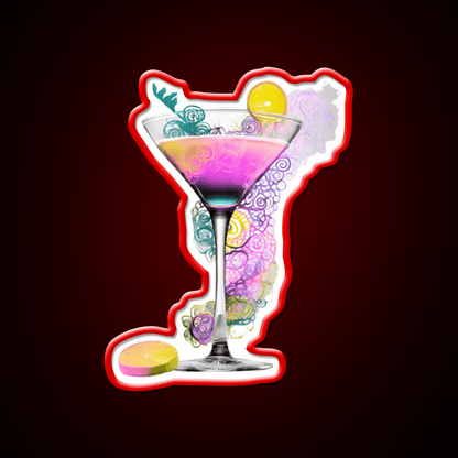 Cocktail Glass Swirl Vibrant Art Cocktail Bar Decor Led Neon Sign Rgb Color - Shineneon
