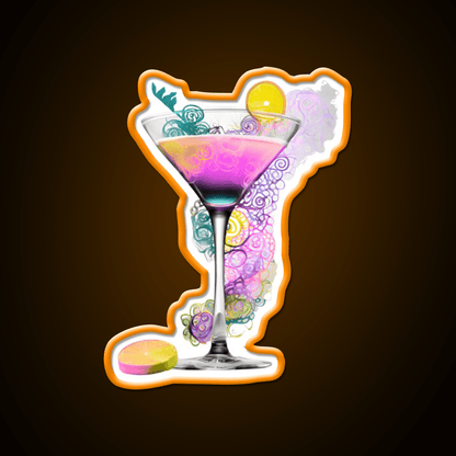 Cocktail Glass Swirl Vibrant Art Cocktail Bar Decor Led Neon Sign Rgb Color - Shineneon