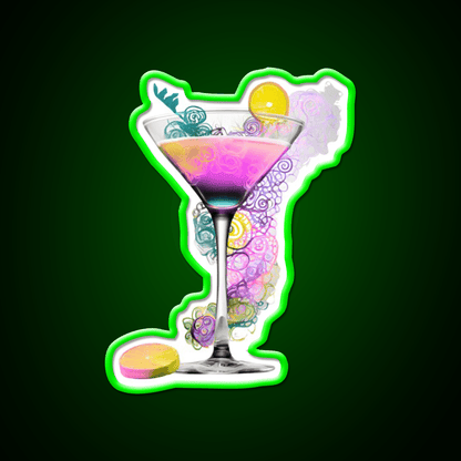 Cocktail Glass Swirl Vibrant Art Cocktail Bar Decor Led Neon Sign Rgb Color - Shineneon