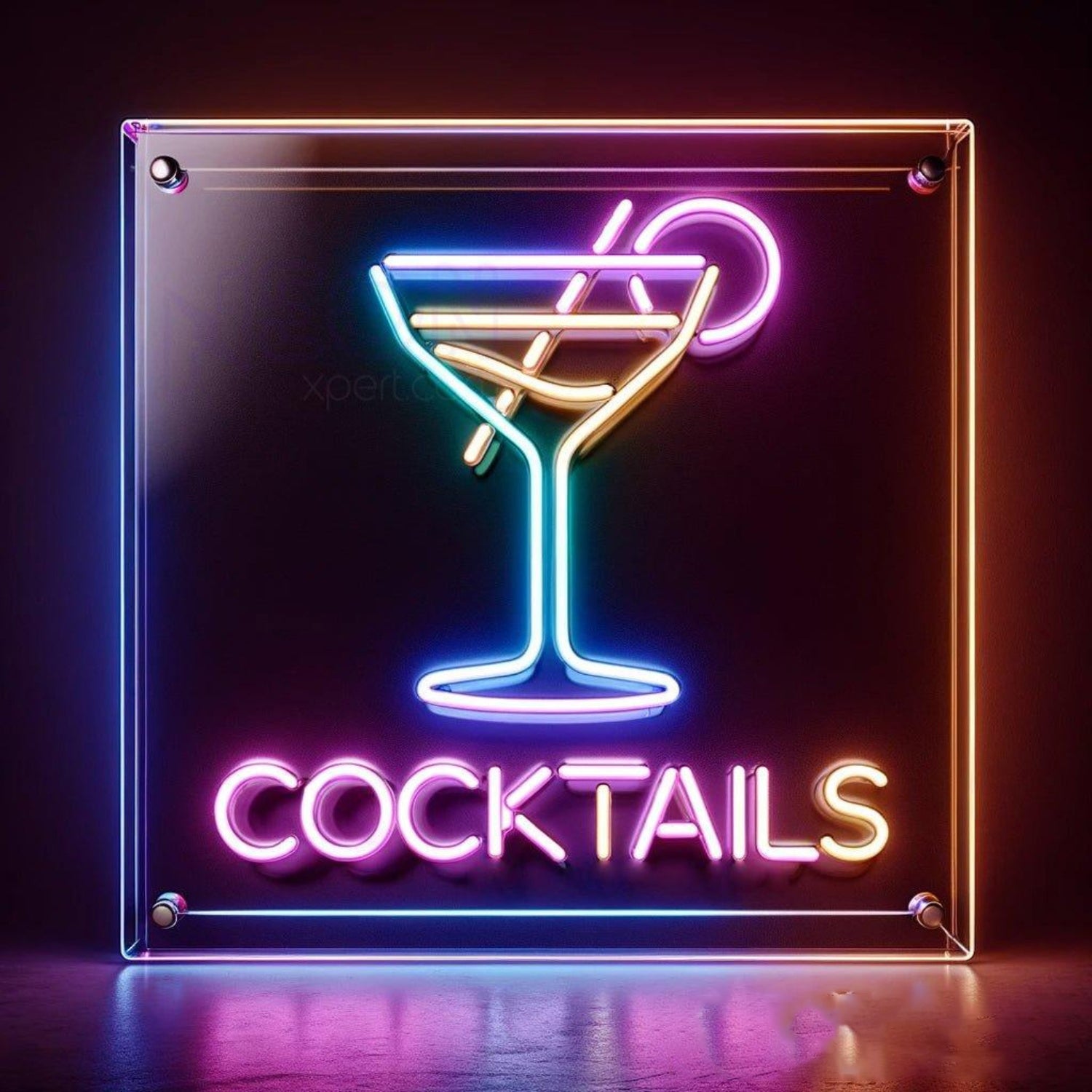 Cocktail Led Neon Sign With Purple Blue Yellow Accents Bar Restaurant Decor | Shineneon