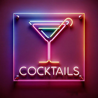 Cocktail Led Neon Sign With Purple Blue Yellow Accents Bar Restaurant Decor | Shineneon