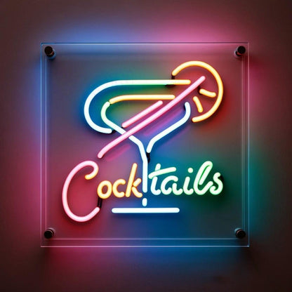 Cocktail Led Neon Sign With Purple Blue Yellow Accents Bar Restaurant Decor | Shineneon