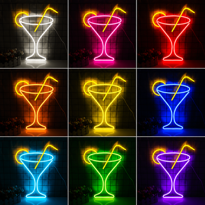 Cocktail LED Neon Signs For Wall Decor LED Neon Sign color grid