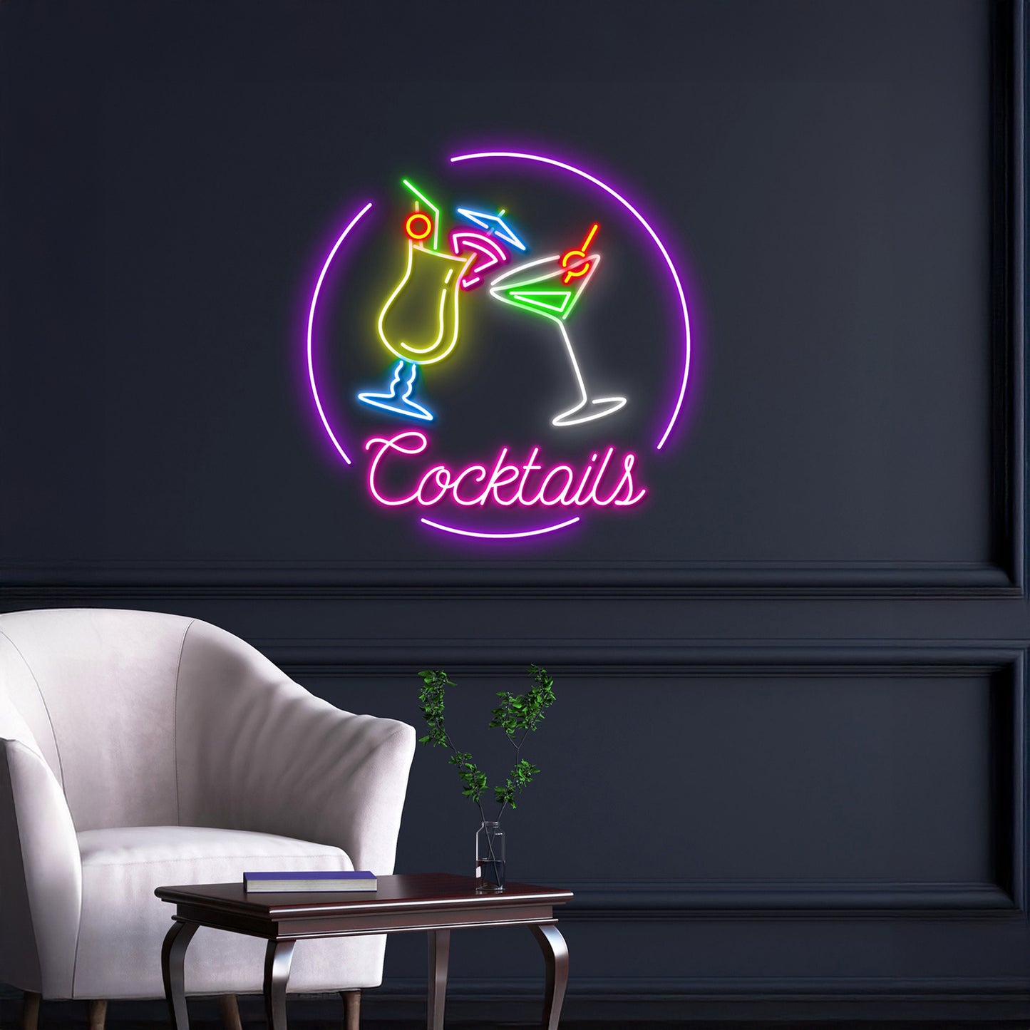 Cocktail Led Sign Wall Decor