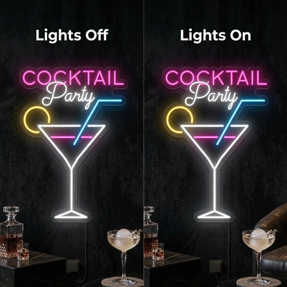 Cocktail Party LED Neon Sign Wall Neon Sign - 06 Day Night Comparison