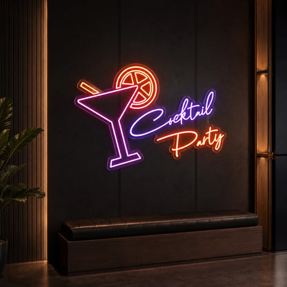 Cocktail Party Martini Glass LED Neon Sign real lifestyle scene