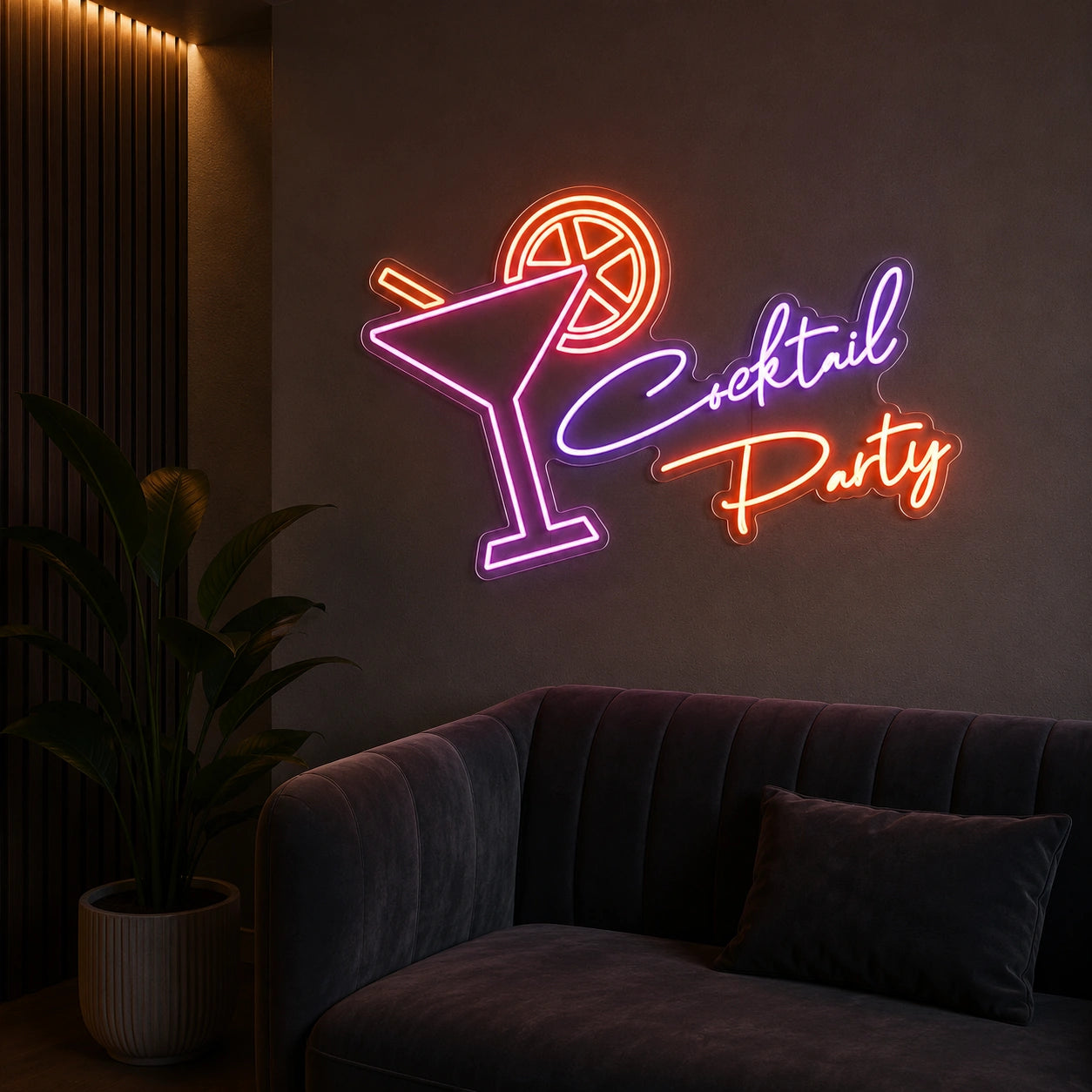 Cocktail Party Martini Glass LED Neon Sign size image