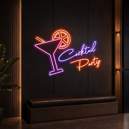 Cocktail Party Martini Glass LED Neon Sign - Shineneon