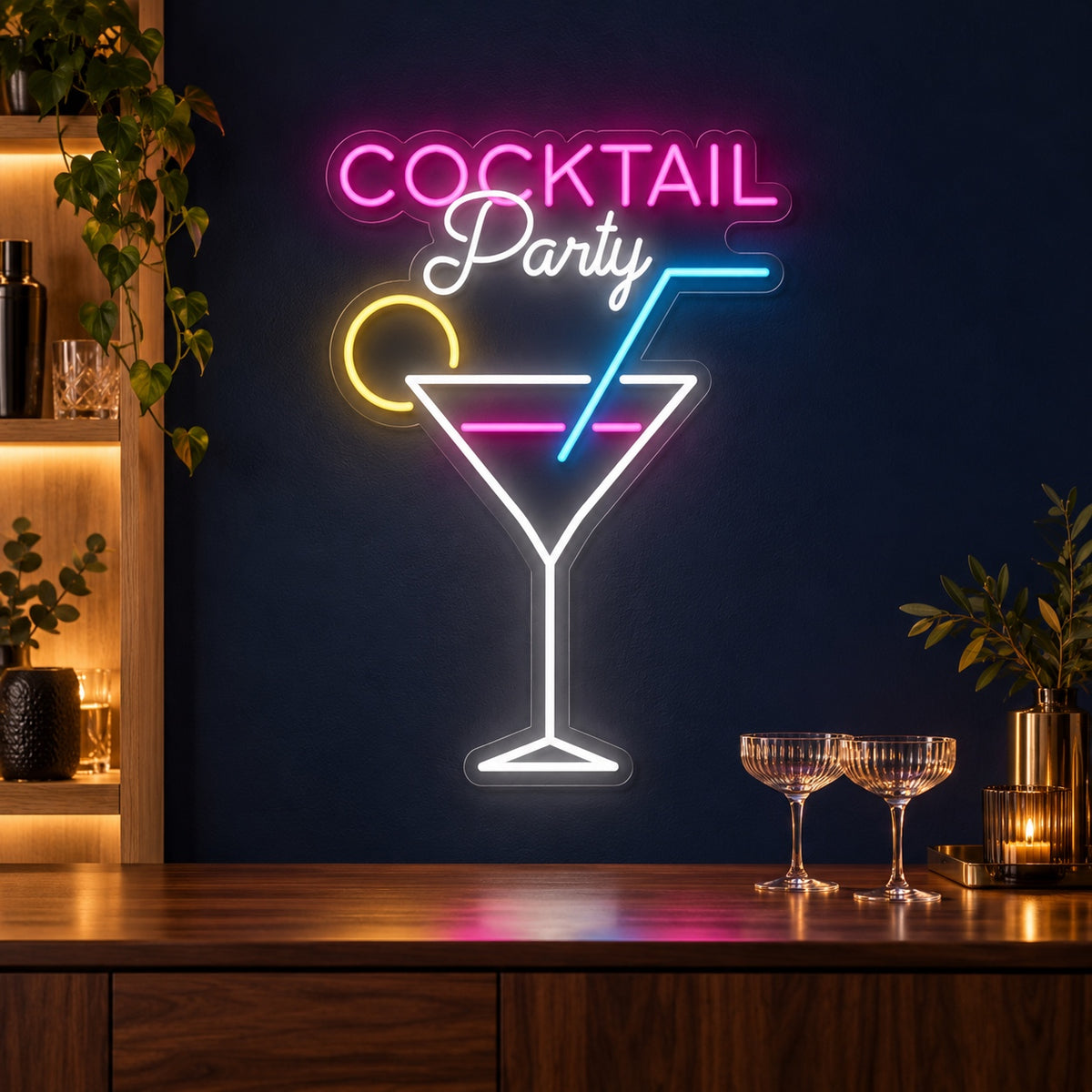 Cocktail Party LED Neon Sign - advertising view