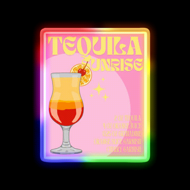 Cocktail Poster Cocktail Bar Decor Led Neon Sign Rgb Color - LED neon sign close-up detail