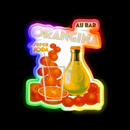 Cocktail Poster Orangina Soda Au Bar Cocktail Bar Decor Led Neon Sign Rgb Color - LED neon sign close-up detail
