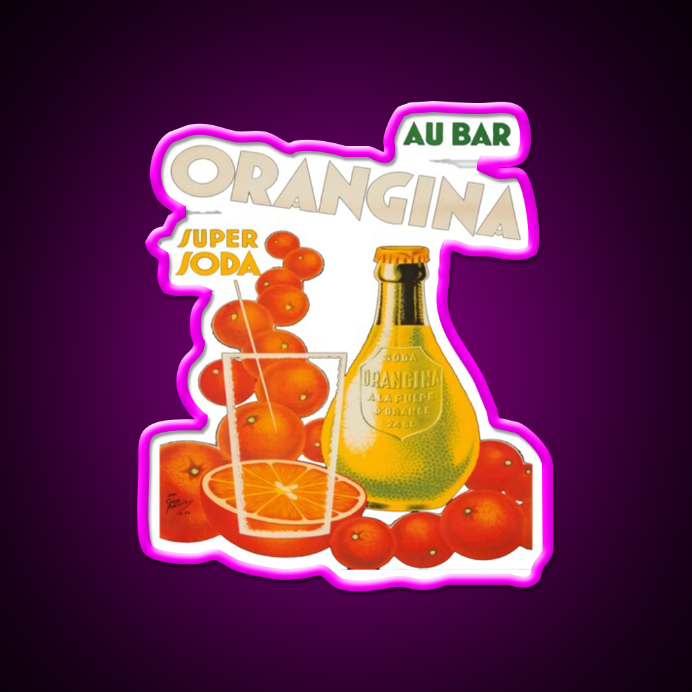 Cocktail Poster Orangina Soda Au Bar Cocktail Bar Decor Led Neon Sign Rgb Color - Neon sign mounted on wall in room