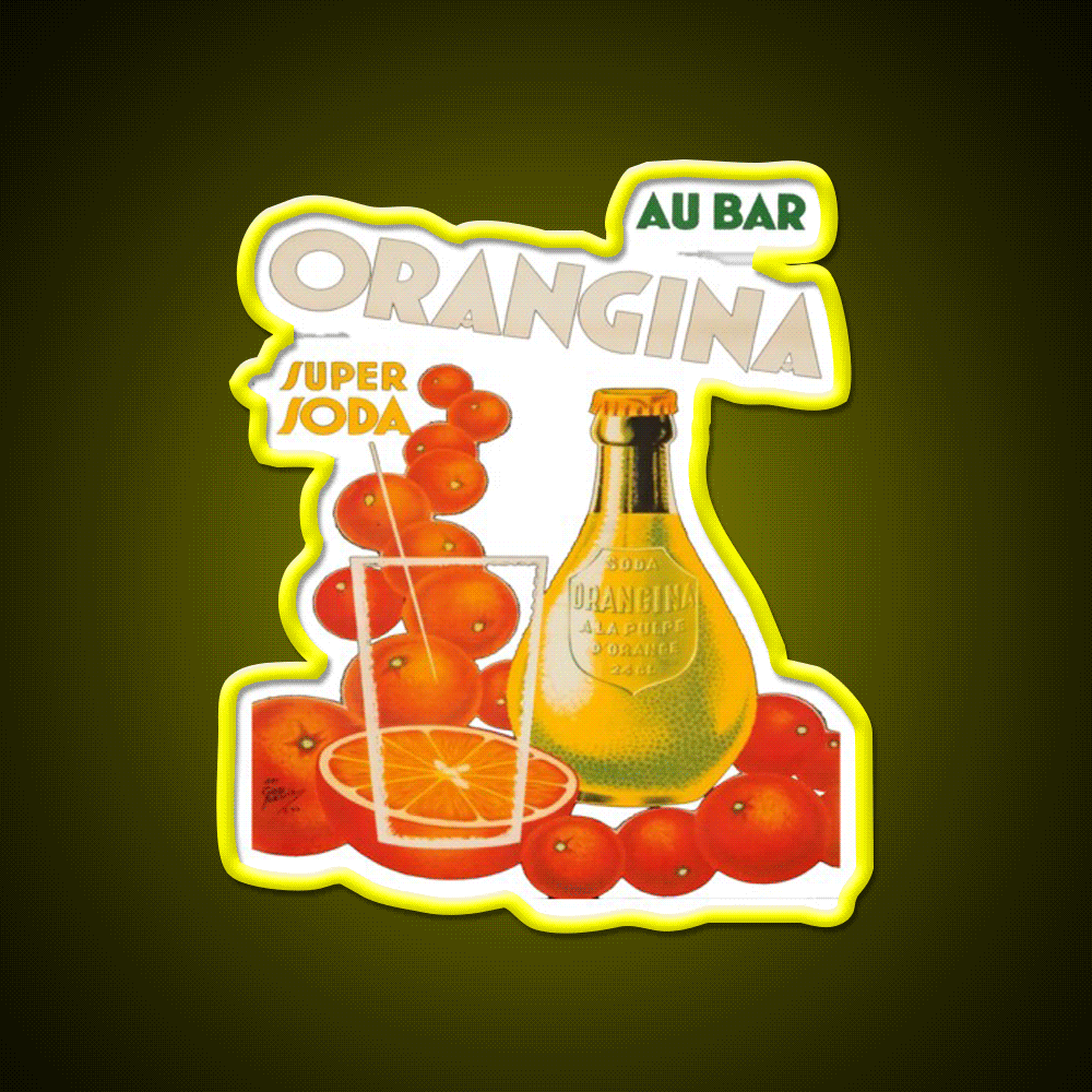 Cocktail Poster Orangina Soda Au Bar Cocktail Bar Decor Led Neon Sign Rgb Color - Custom LED neon sign front view