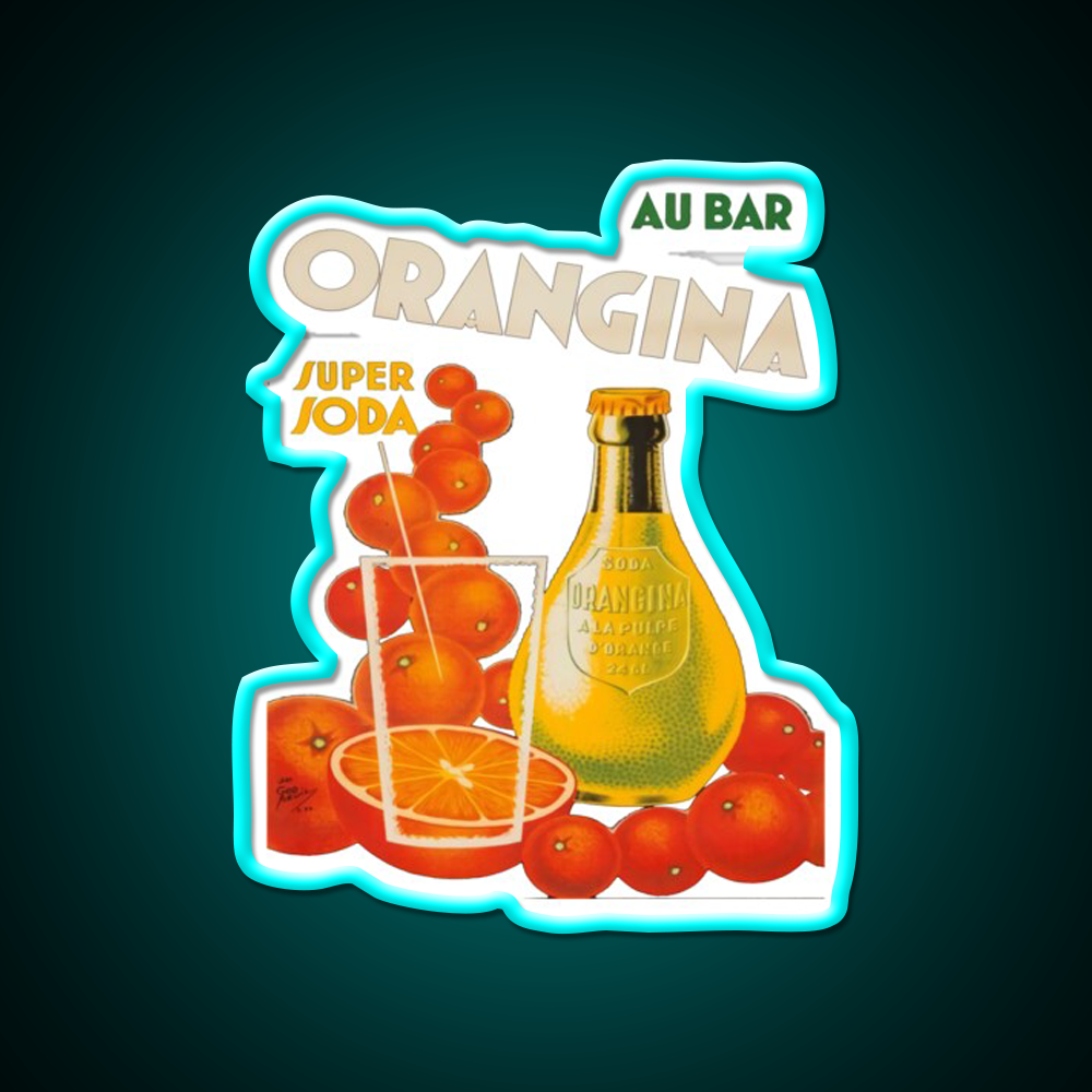 Cocktail Poster Orangina Super Soda Au Bar Man Cave Bar Led Neon Sign Rgb Color
