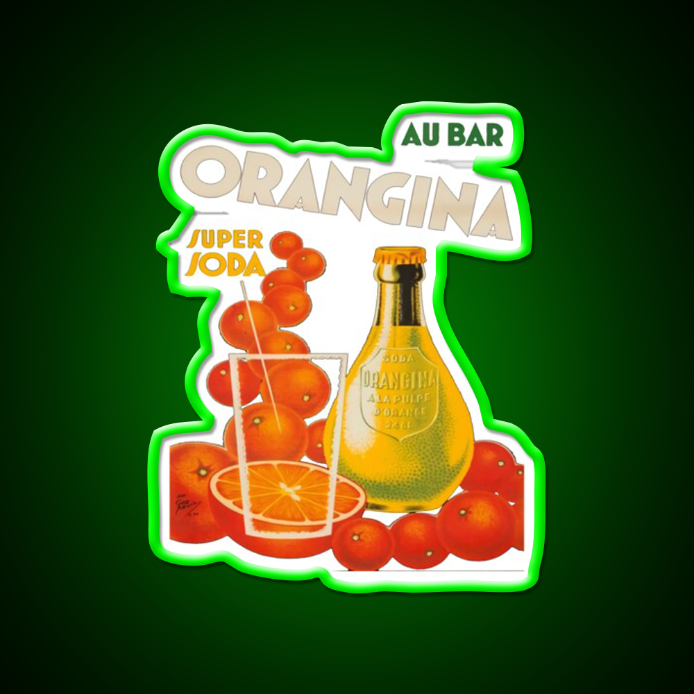 Cocktail Poster Orangina Super Soda Au Bar Man Cave Bar Led Neon Sign Rgb Color