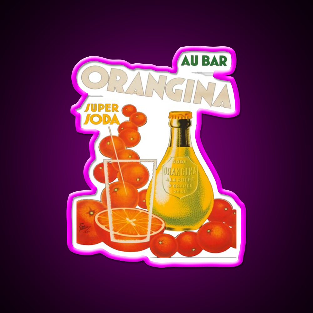 Cocktail Poster Orangina Super Soda Au Bar Man Cave Bar Led Neon Sign Rgb Color