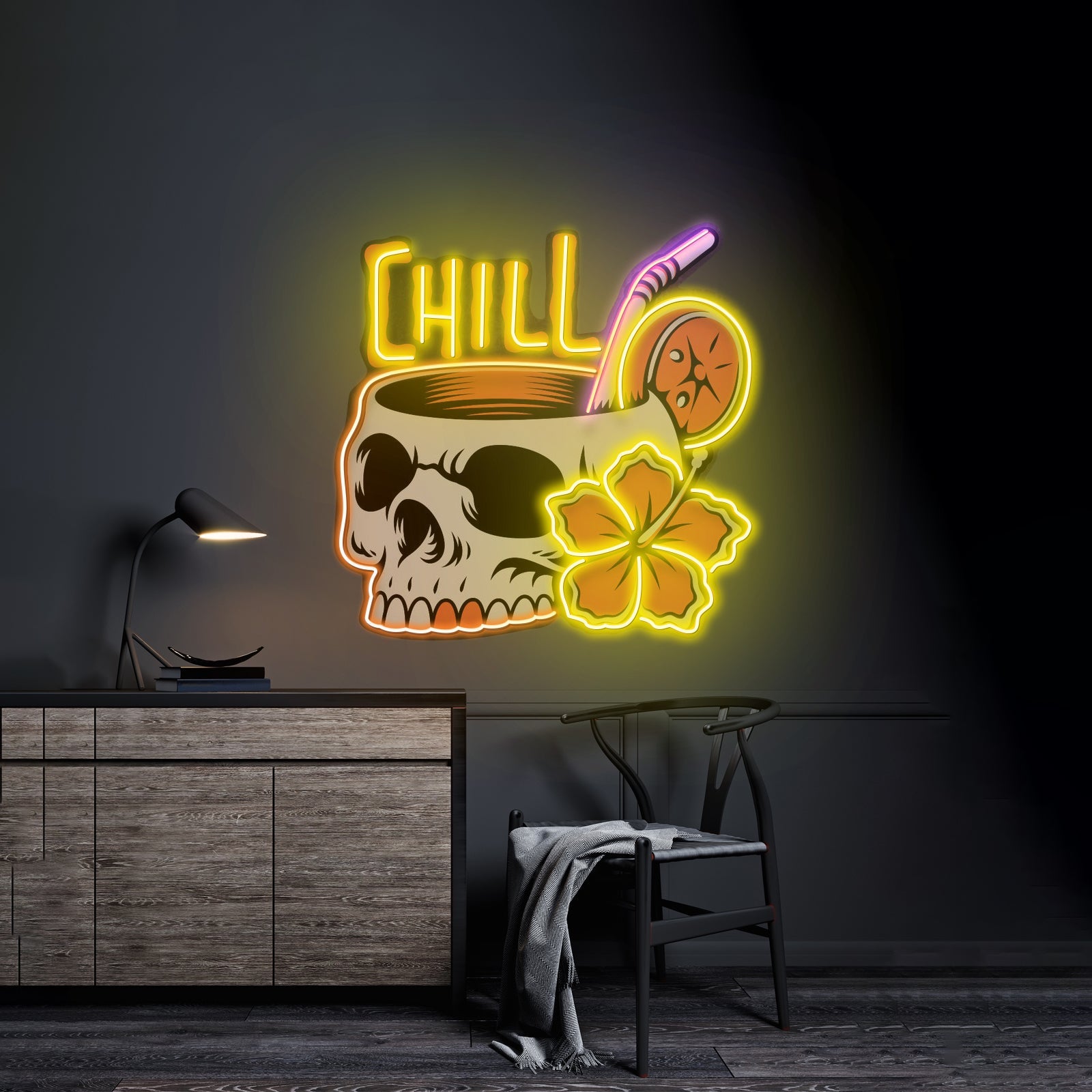 Cocktail Skull Led Neon Sign Light Custom Led Signs - Shineneon