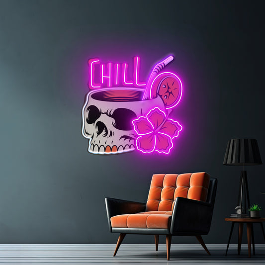 Cocktail Skull Led Neon Sign Light Custom Led Signs