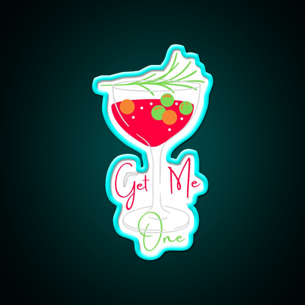 Cocktail Summer Get Me One Cocktail Bar Decor Led Neon Sign Rgb Color - Size and dimension reference
