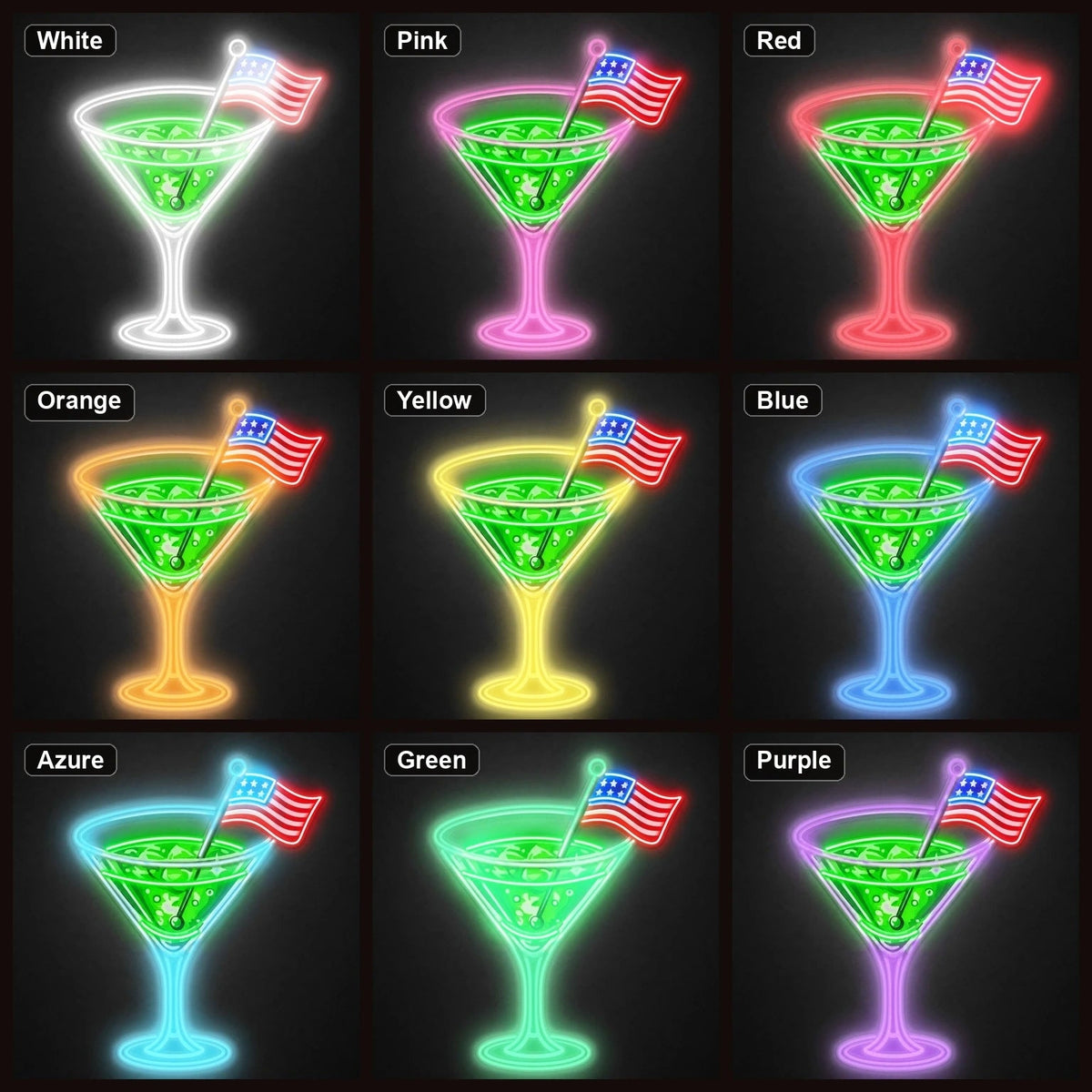 Cocktail US Flag LED Neon Sign Garage Neon Sign - Shineneon