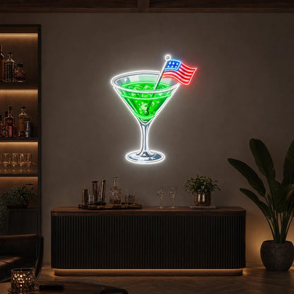 Cocktail US Flag LED Neon Sign Home Bar Wall Decoration - Shineneon