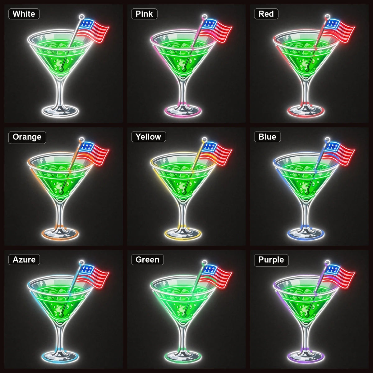 Cocktail US Flag LED Neon Sign Home Bar Wall Decoration - Shineneon