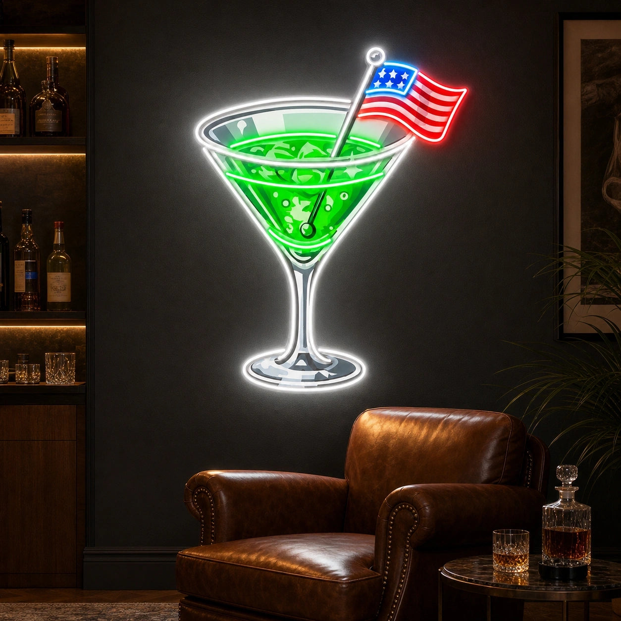 Cocktail US Flag LED Neon Sign Home Garage Wall Decoration real lifestyle scene