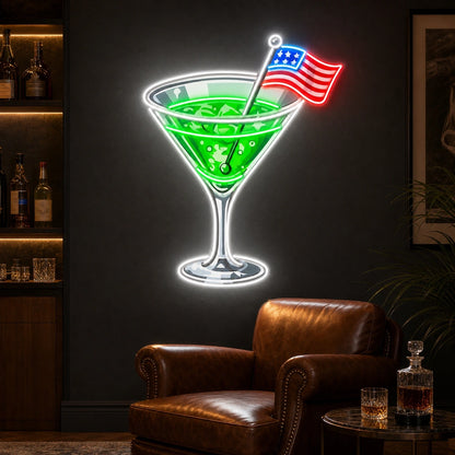 Cocktail US Flag LED Neon Sign Home Garage Wall Decoration real lifestyle scene