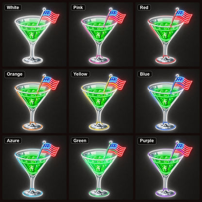 Cocktail US Flag LED Neon Sign Home Garage Wall Decoration color grid