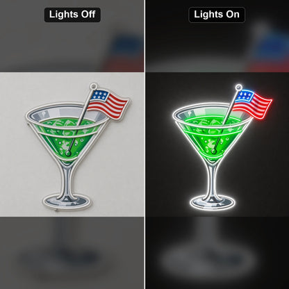 Cocktail US Flag LED Neon Sign Home Garage Wall Decoration day and night comparison