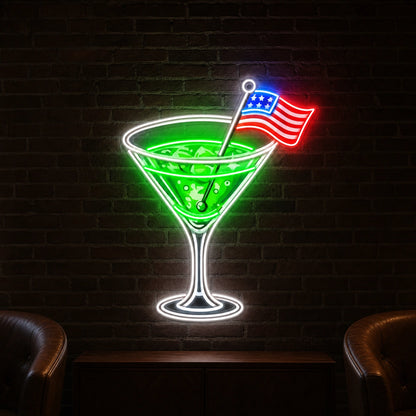 Cocktail US Flag LED Neon Sign Man Cave Neon Sign real lifestyle scene