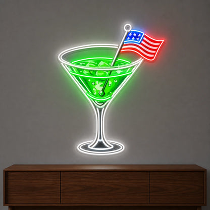 Cocktail US Flag LED Neon Sign Man Cave Neon Sign size image