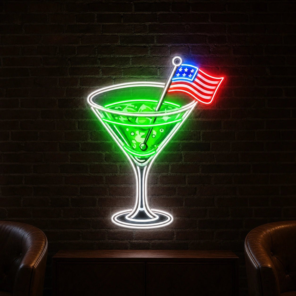 Cocktail US Flag LED Neon Sign Man Cave Neon Sign - Shineneon