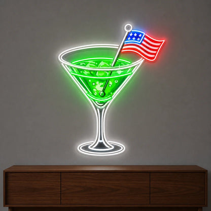 Cocktail US Flag LED Neon Sign Man Cave Neon Sign - Shineneon