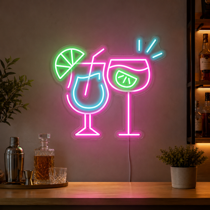Cocktails 2 LED Neon Sign Etsy main product image