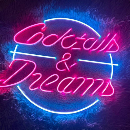 Cocktails And Dream Pink Blue Led Neon Sign Bar Cafe Decor | Shineneon