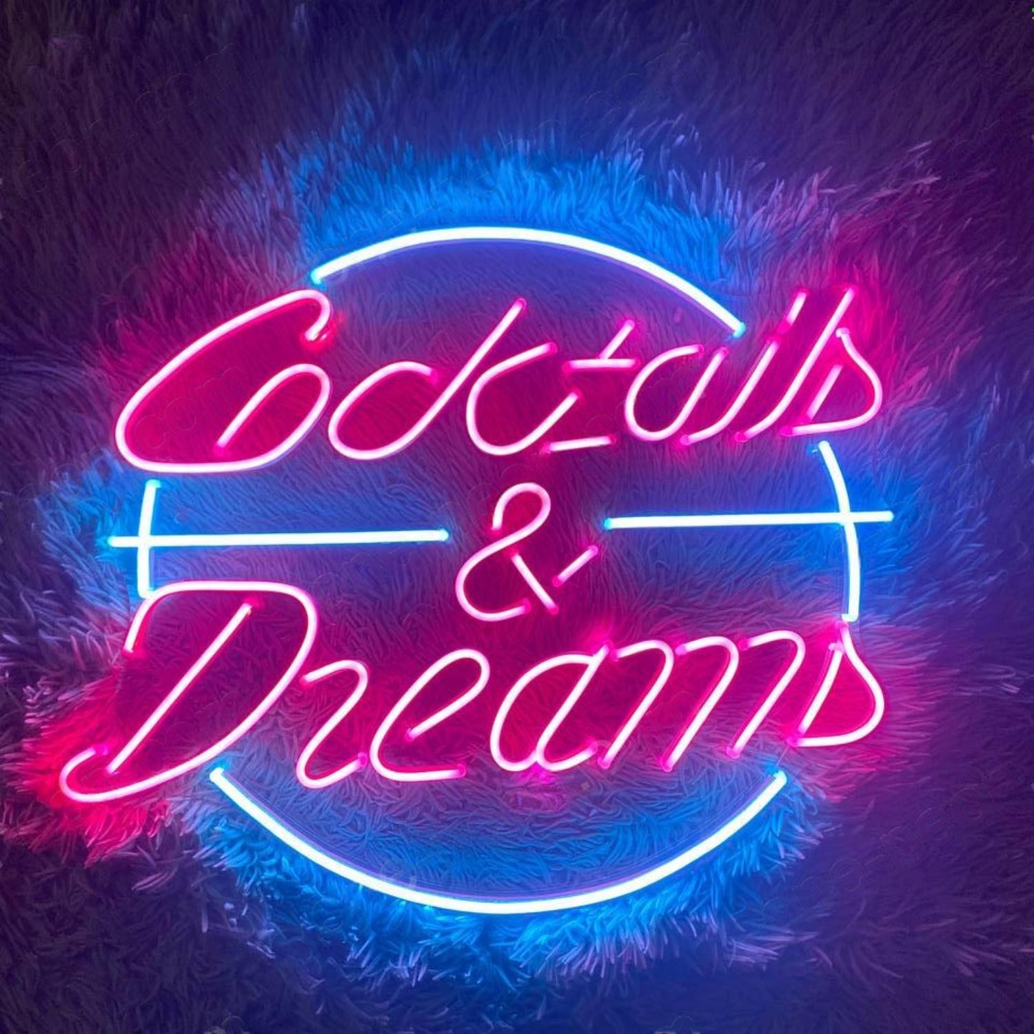 Cocktails And Dream Pink Blue Led Neon Sign Bar Cafe Decor | Shineneon