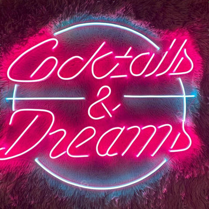 Cocktails And Dream Pink Blue Led Neon Sign Bar Cafe Decor | Shineneon