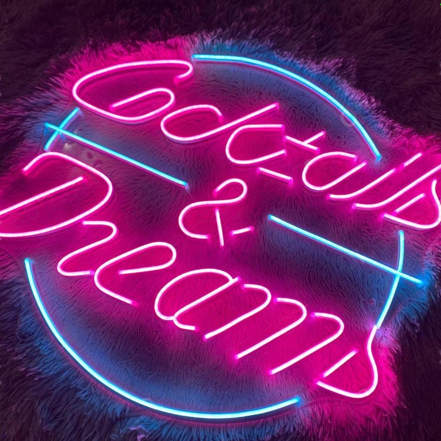 Cocktails And Dream Pink Blue Led Neon Sign Bar Cafe Decor | Shineneon