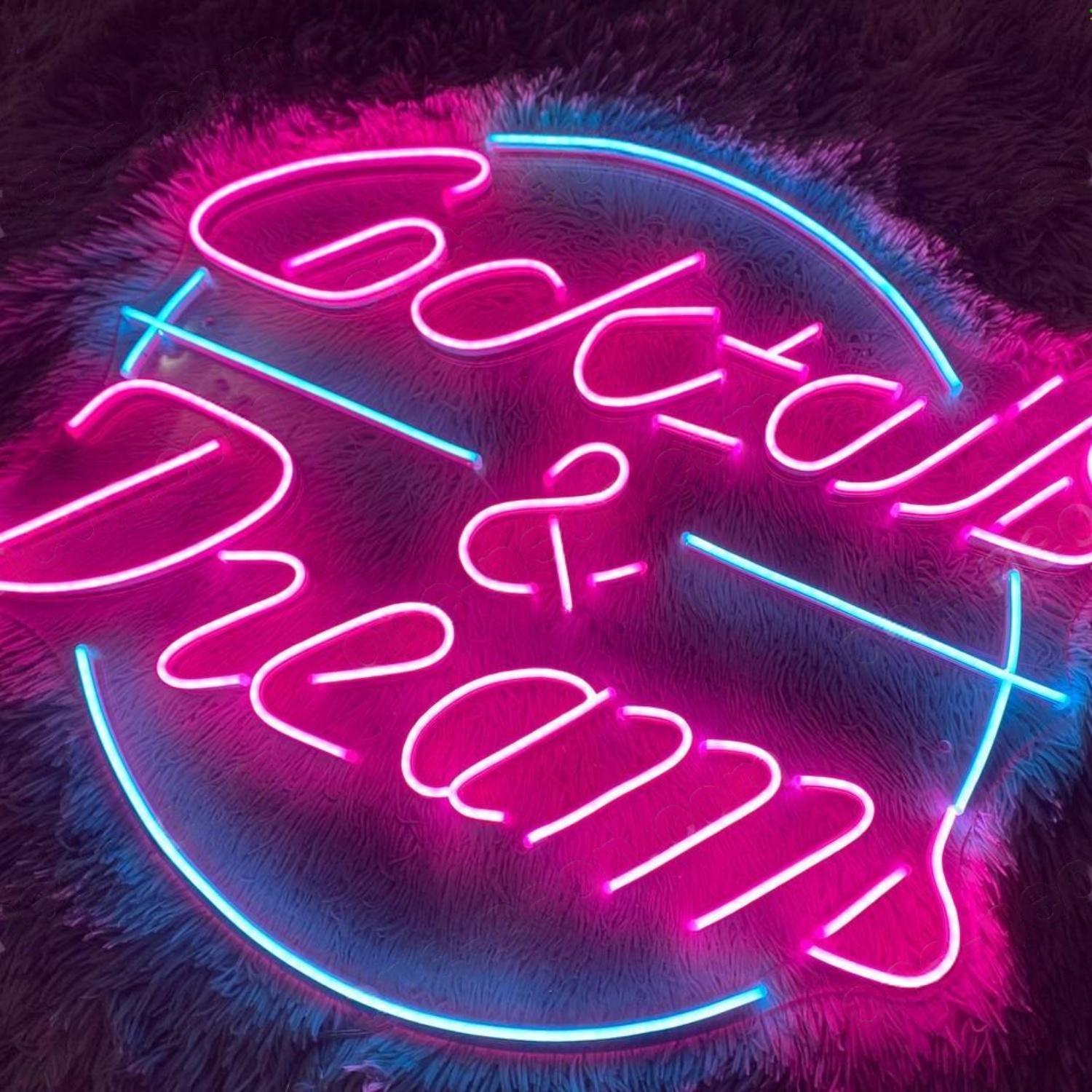 Cocktails And Dream Pink Blue Led Neon Sign Bar Cafe Decor | Shineneon