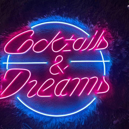 Cocktails And Dream Pink Blue Led Neon Sign Bar Cafe Decor | Shineneon