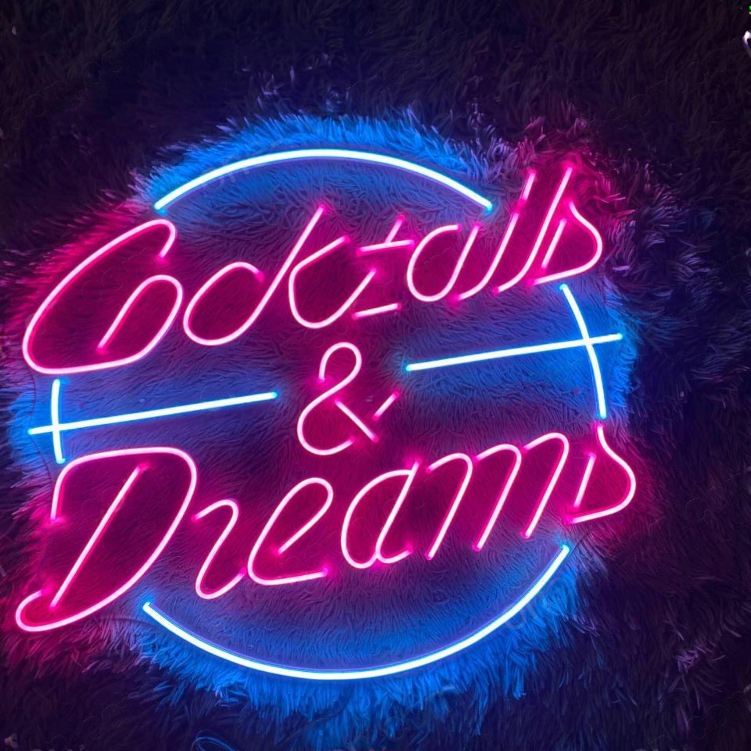 Cocktails And Dream Pink Blue Led Neon Sign Bar Cafe Decor | Shineneon