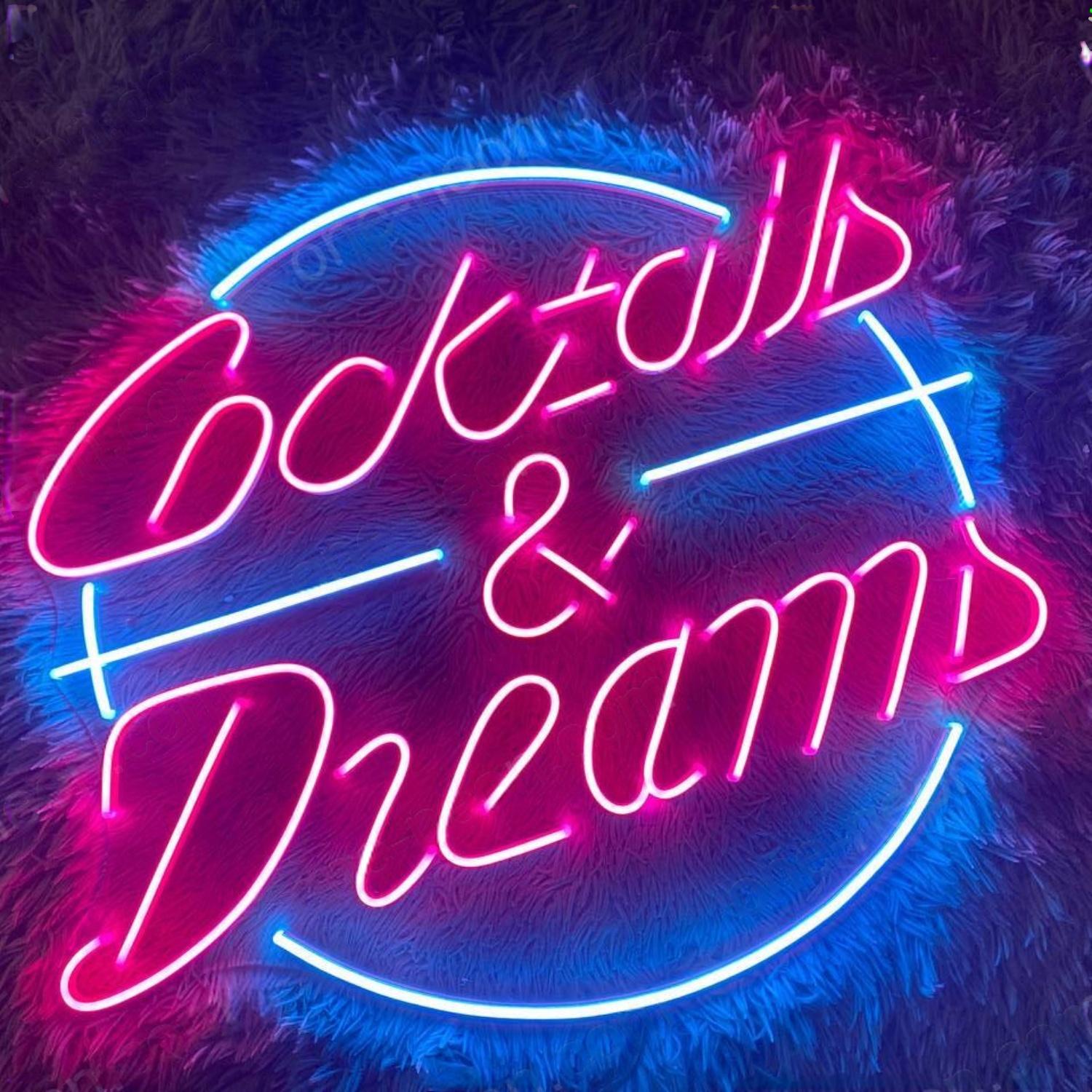 Cocktails And Dream Pink Blue Led Neon Sign Bar Cafe Decor | Shineneon