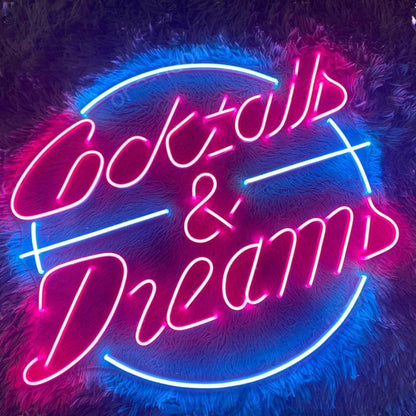 Cocktails And Dream Pink Blue Led Neon Sign Bar Cafe Decor | Shineneon